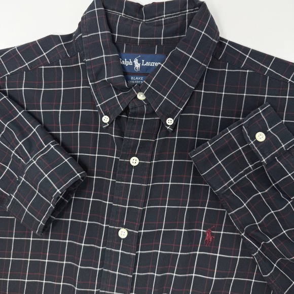 Polo Ralph Lauren Other - Ralph Lauren Blake Shirt Mens Large Navy Blue Red Windowpane Plaid Cotton Button